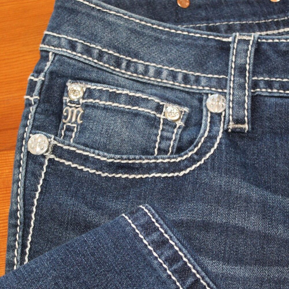 NWT RARE MISS ME SIGNATURE BOOT RHINESTONE LEATHER EMBROIDERED POCKETS SIZE32/34 - Picture 5 of 14